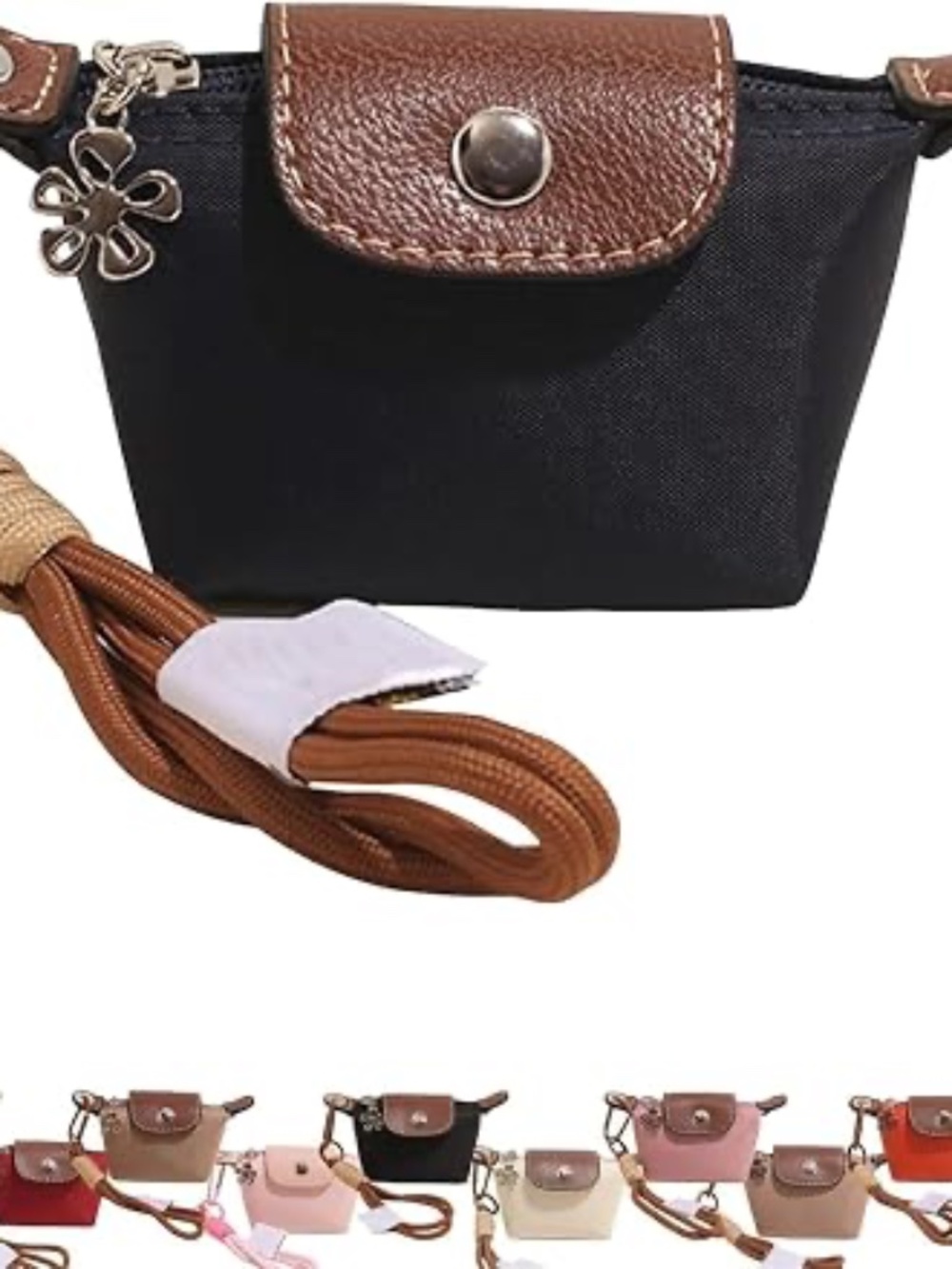 Mini Nylon Dumpling Bag Dark Blue Detachable Nylon Wrist Strap Mini Wristlet - Picture 14 of 14